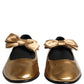 Metallic Gold Leather Flats Loafers Shoes