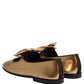 Metallic Gold Leather Flats Loafers Shoes