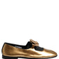 Metallic Gold Leather Flats Loafers Shoes