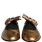 Metallic Gold Leather Flats Loafers Shoes
