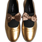 Metallic Gold Leather Flats Loafers Shoes