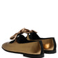 Metallic Gold Leather Flats Loafers Shoes