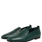 Dark Green Embossed Leather Loafers Shoes