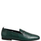Dark Green Embossed Leather Loafers Shoes