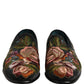 Black Velvet Floral Embroidery Loafers Shoes