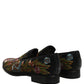 Black Velvet Floral Embroidery Loafers Shoes