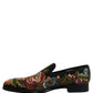 Black Velvet Floral Embroidery Loafers Shoes