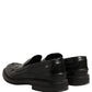 Black Brushed Calf Leather Loafers Shoes