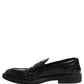 Black Brushed Calf Leather Loafers Shoes