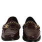 Maroon DG Chain Calfskin Leather Loafers Shoes
