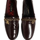 Maroon DG Chain Calfskin Leather Loafers Shoes