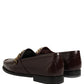 Maroon DG Chain Calfskin Leather Loafers Shoes