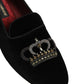 Black Crown Embellished Men Loafers Shoes