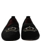 Black Crown Embellished Men Loafers Shoes