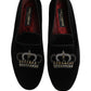Black Crown Embellished Men Loafers Shoes