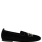 Black Crown Embellished Men Loafers Shoes