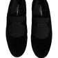 Black Velvet Slip On Slippers Loafers Shoes