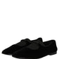 Black Velvet Slip On Slippers Loafers Shoes