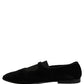 Black Velvet Slip On Slippers Loafers Shoes