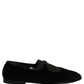 Black Velvet Slip On Slippers Loafers Shoes