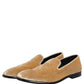 Beige Suede Slip On Slippers Loafers Shoes