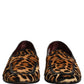 Brown Leopard Calf Hair Flats Loafers Shoes