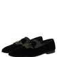Black Crown Embellished Men Loafers Shoes