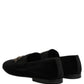 Black Crown Embellished Men Loafers Shoes