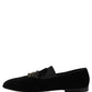 Black Crown Embellished Men Loafers Shoes