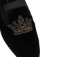 Black Crown Embellished Men Loafers Shoes