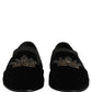 Black Crown Embellished Men Loafers Shoes