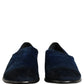Blue Suede Slip On Men Slippers Loafers Shoes