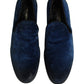 Blue Suede Slip On Men Slippers Loafers Shoes