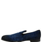Blue Suede Slip On Men Slippers Loafers Shoes