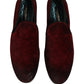 Maroon Suede Slip On Slippers Loafers Shoes