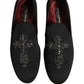 Black Suede Cross Slip On Men Loafers Shoes