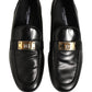 Black Leather Logo Plaque Men Loafers Shoes