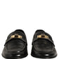 Black Leather Logo Plaque Men Loafers Shoes