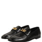 Black Leather Logo Plaque Men Loafers Shoes