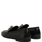 Black Leather Logo Plaque Men Loafers Shoes