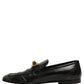 Black Leather Logo Plaque Men Loafers Shoes