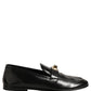 Black Leather Logo Plaque Men Loafers Shoes
