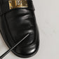 Black Leather Logo Plaque Men Loafers Shoes