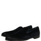 Black Suede Slip On Slippers Loafers Shoes