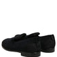 Black Suede Slip On Slippers Loafers Shoes