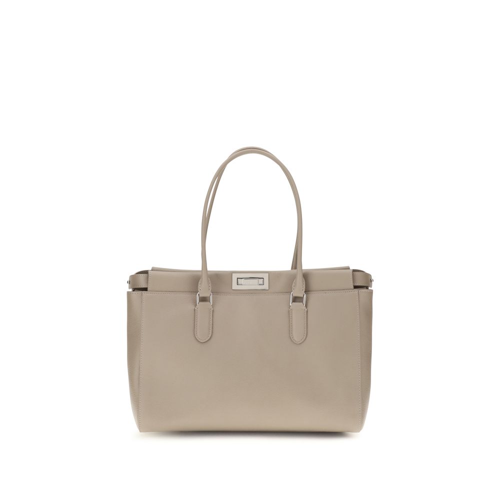 Beige Calf Leather Bos Taurus Shoulder Bag
