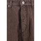 Brown Polyester Straight-Leg Jeans