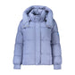 Blue Polyester Womens Jacket With Removable Hood
