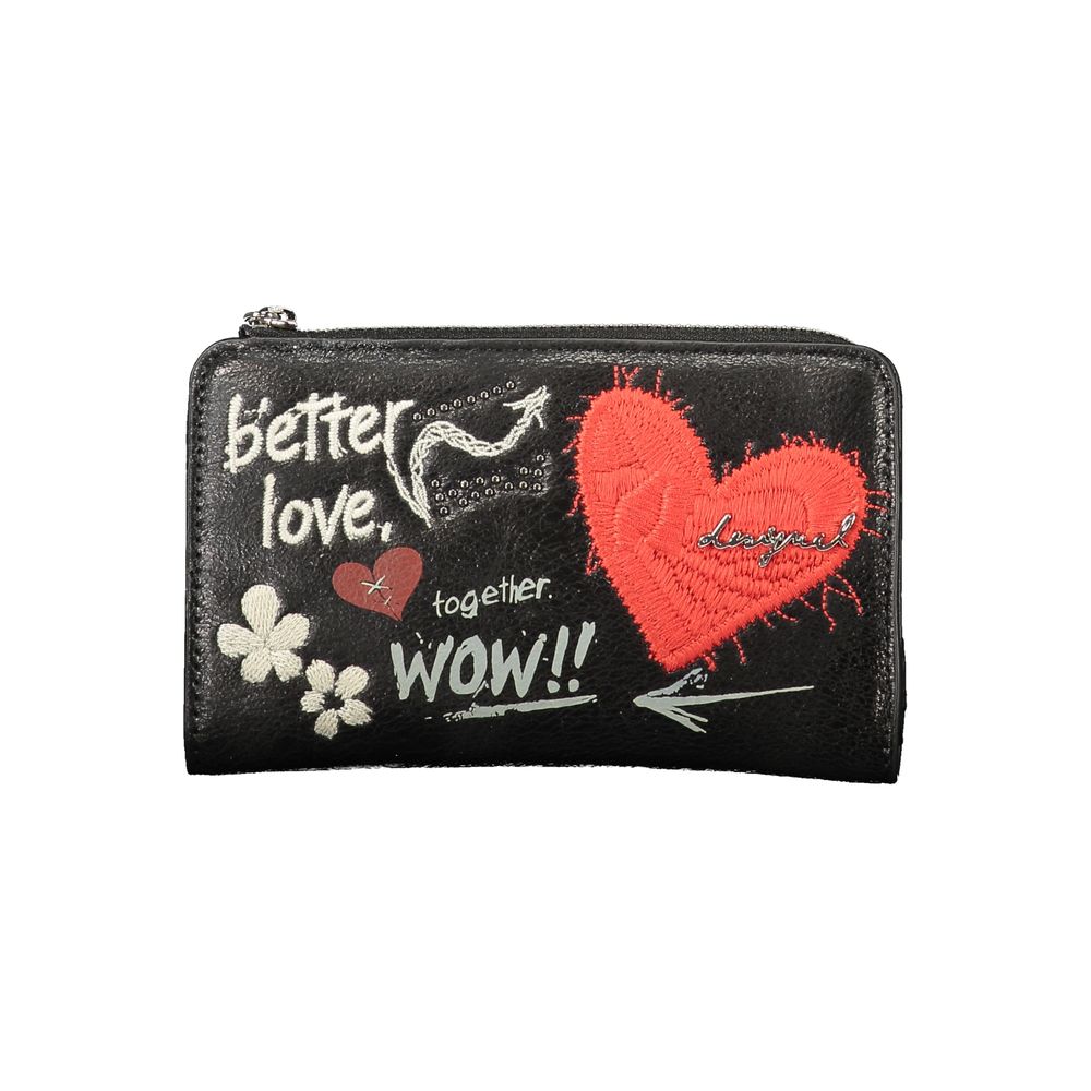 Black Polyurethane Womens Wallet