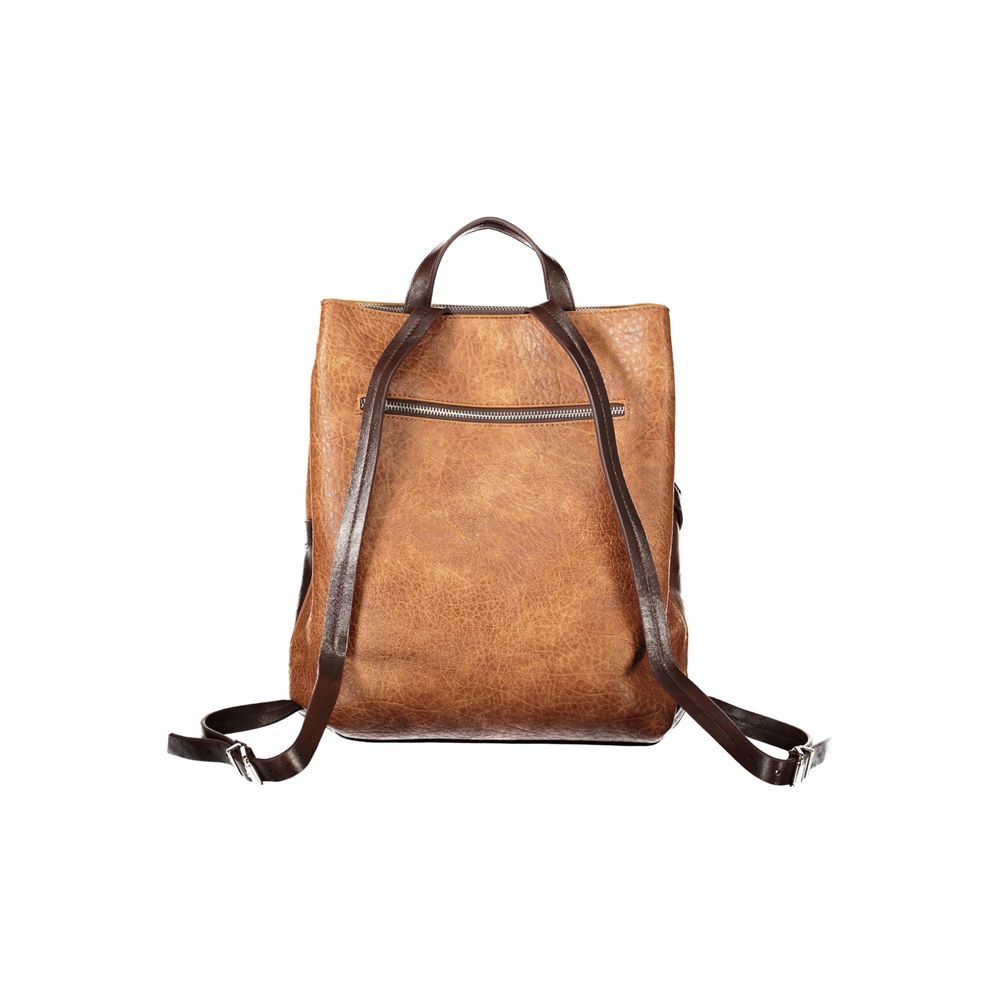 Brown Polyurethane Women's Backpack